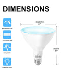 Dimensions of Outdoor LED Flood Light Bulb 5000K Daylight, 110V E26 Base, 20W 200W Equivalent, Non Dimmable PAR38