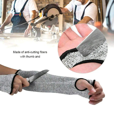 18 Inch Cut Resistant Sleeves Set For Kitchen And Outdoor Work Grade 5 Anti Cut Knit Arm Covers Food Safe And Machine Washable Protective Hands For Butchers Woodworking Oyster Prep