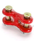 Heavy Duty Trailer Tie Down Twin Clevis Link in red, showcasing G70 Zinc Plated steel for robust rigging use.