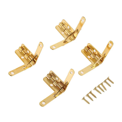 Concealed Rotating Cabinet Hinges Set, 4 Pack With Springs And Screws, Easy Install, Heavy Duty, Gold finish, for Furniture and Cabinets