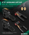 Dodge Durango 98-03 3in/2in Leveling Lift Kit 4WD torsion keys, brackets, grease fittings on display.