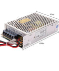 Top Shelf 120W Ups Switching Power Supply 24V Lithium Battery Charger 27.6V Output top view with dimensions on the side.