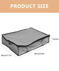 Product size of 3 Pack Underbed Storage Bags Fabric Foldable Clothes Organizer, grey non woven container dimensions 46x60x15cm.