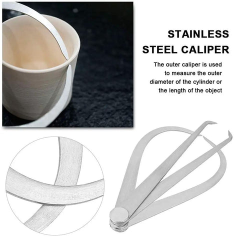 Pro Grade Pottery Calipers Set In Stainless Steel For Ceramic Art, Outer And Inner Measuring, 6 Inch Joint Calipers in use
