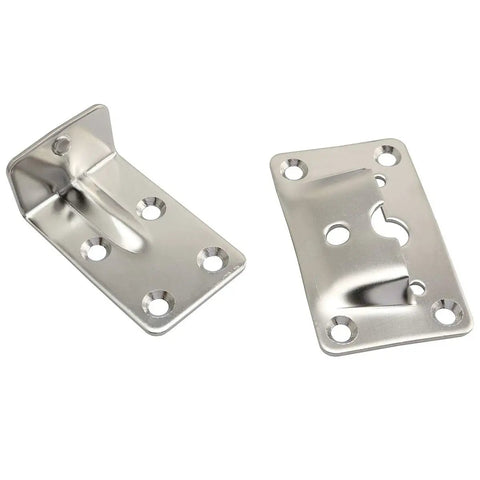 Built Tough Pair Of 304 Stainless Steel Removable Table Brackets With Chrome Coated Support Rods, detailed view of brackets for RV and marine use.