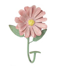 Rock Solid Steel Wall Mount Coat Rack Multipurpose Entryway Hanger decorative flower design pink petals with green stem for hooks.