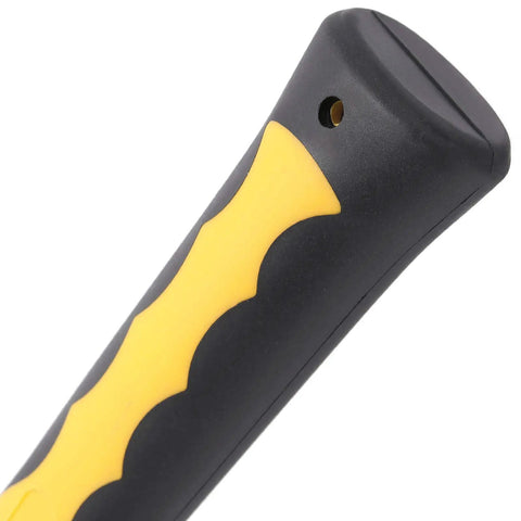 Close-up of 32oz Rock Pick Hammer With 12 Inch Carbon Steel Chipping Hammer Skid Handle Polished Tip Geologist Hammer anti-slip grip.