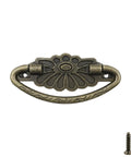 Four Antique Bronze Drop Swing Drawer Pulls With Screws Drop Bail Handles for cabinets and drawers, vintage zinc alloy, European style, 75x29mm