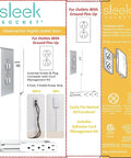 Original and Patented Ultra Thin Outlet Concealer Kit With Cord Concealer For Inverted Outlets packaging and features diagram.
