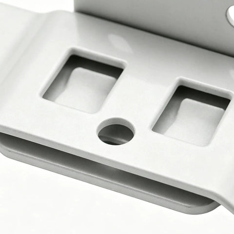 Close-up of Heavy Duty Cabinet Corner Brackets with Screws showing 90-degree angle and holes for assembly in DIY cabinets.