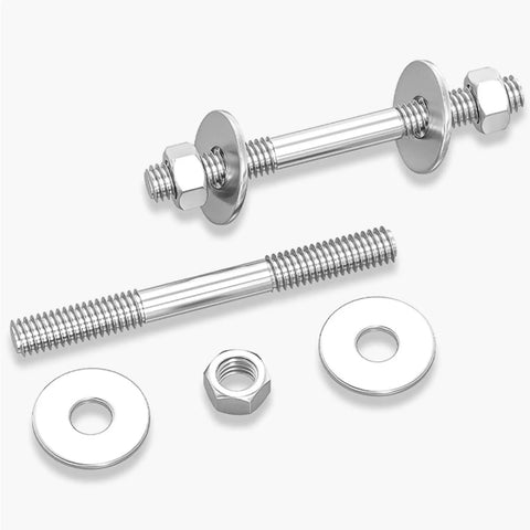 Stainless Steel Threaded Rod Connector Kit 2 Pack with double-ended studs, oversized washers and nuts for mounting M10 304 grade