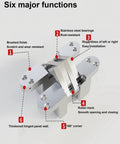 Hidden Cross Hinge 2 Pack Invisible Concealed Hinges For Cabinets And Cupboards 180 Degree Folding Doors Quiet Roller Track Zinc Alloy Rust Resistant Black Includes Screws diagram with six features