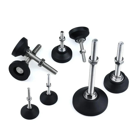 Adjustable Furniture Leveling Feet 4 Pack Wobble Fixer With Swivel Tilt Base and height adjustable design, solid steel core and nylon tip.