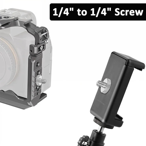 Heavy Duty Dual End Camera Tripod Screw 1/4 20 Male To Male 4 Pack, attached to camera and mounting bracket.