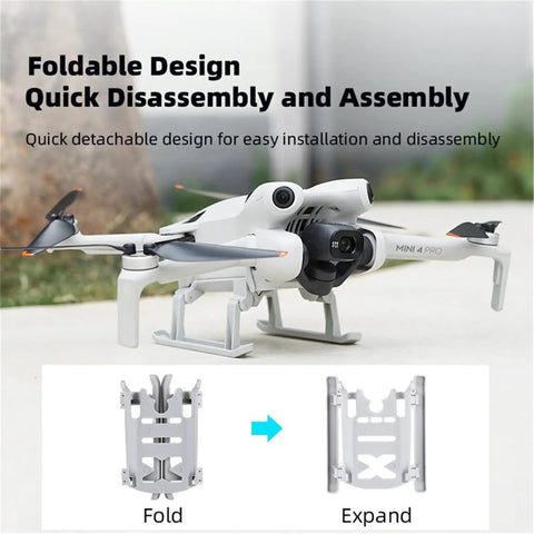 Mini 4 Pro Foldable Sled Landing Gear Extension Kit for DJI Mini 4 Pro Drone Quick Release Lightweight 16g Bottom Sensor Protector