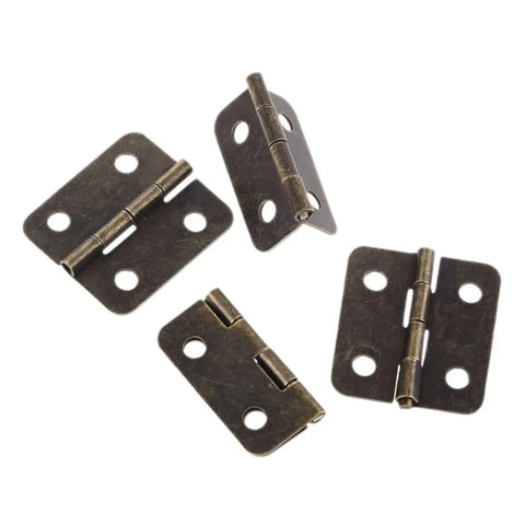 Sturdy Rotating Concealed Hinge Set 4 Pack 30x26mm Iron Vintage Style Furniture Hinges For Cabinets Drawers Jewelry Boxes With Screws