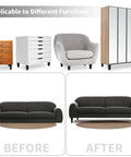 Before and after of sofa using Eight Piece Set Of Solid Wood Square Sofa Legs 6 Inch Replacement Feet For Couch Armchair Bed Dresser Cabinet With Simple Install Hardware Black Finish Retro Look.