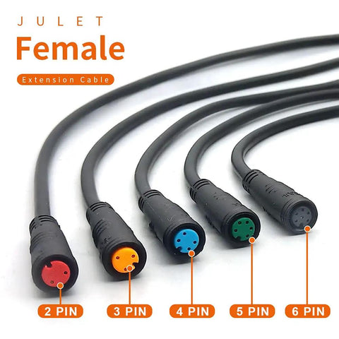 Julet Waterproof Ebike Cable Extension Connector 2 To 6 Pin For Display Throttle And PAS Systems IP66 900mm DIY Cable With Female And Male Ends For Electric Bicycle Mods