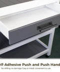 30 Pack Peel And Stick Cabinet Handles For Kitchen, Closet And More 6 Inch Self Adhesive Drawer Pulls Plastic No Drill Install Includes 60 Stickers For A Quick Budget Friendly Home Makeover And Cohesive Look. Black self-adhesive drawer pull on gray cabinet front, 6-inch plastic handle
