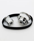 Cool 2:1 Timing Pulley Kit With 16 Tooth And 32 Gear Wheels Plus 6mm Belt Width Perfect For Smooth Machine Motion Control And High-Speed Projects Using Standard 2mm Pitch Gt2 Belts With Multi Bore Options. silver 2:1 GT2 timing pulley kit with 16T and 32T pulleys, 6mm belt