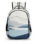Minimal Mountain Lake Art Backpack For Everyday Carry Unisex Large Capacity Durable Polyester With Smooth Zipper And Breathable Fabric