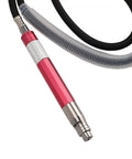 Workhorse Air Pencil Die Grinder At 58000 Rpm with red grip and hose for precise engraving in tight spaces.
