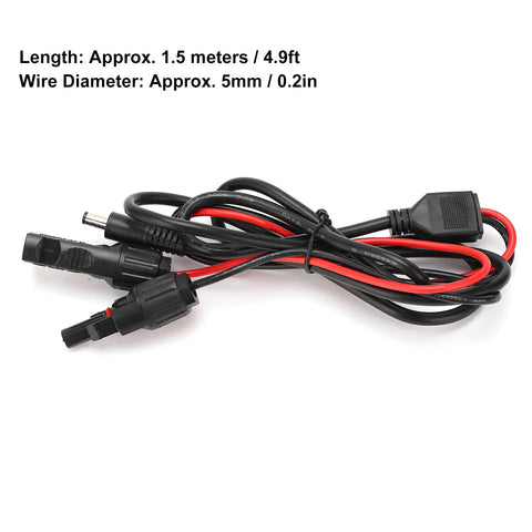 Brass DC5521 Solar Power Cord 300V For Household Appliances Flexible Heavy Duty Cable For Stable Power Transmission Everyday Home Use Plug In Ready Kink Resistant Easy Storage, 1.5m cord with 5mm wire diameter