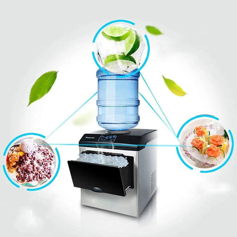 Clean Countertop Ice Maker Combo With Glowing Led Screen And Soft Touch Controls Spits Out Fresh Cubes Fast With Water Dispenser