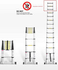 15.5 Foot Aluminum Telescoping Extension Ladder With Stabilizer Bar One Button Retraction Soft Close And Pinch Free 330 Pound Capacity EN131 Certified Ideal For RVs And Home Maintenance, three ladder positions shown
