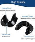 Stainless Steel Closet Rod Holders Set For 1-1/4 Inch Poles, U-Shaped Wall Mount Brackets End Supports, Anti Slip Locking Design, Durable Black Finish, 2 Pack with screws