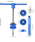 Bottom Bracket Press Tool With CNC Knurling Stainless Steel Build, showing detailed parts measurements for bike repairs