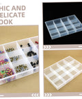 Smooth Operator Multi Grid Plastic Jewelry Tray Keeping Rings Chains And Daily Baubles Neatly Stashed Sweet Home Vanity Desk Organizer With Necklace Display Plate, clear polypropylene with multiple compartments.