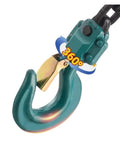 Heavy Duty Hand Cranked Wire Hoist Tensioner With Manual Pulley Lift For Home Garage And Workshop 1 Ton Load Capacity At 1.5 Meter Reach green 360-degree swivel hook close-up