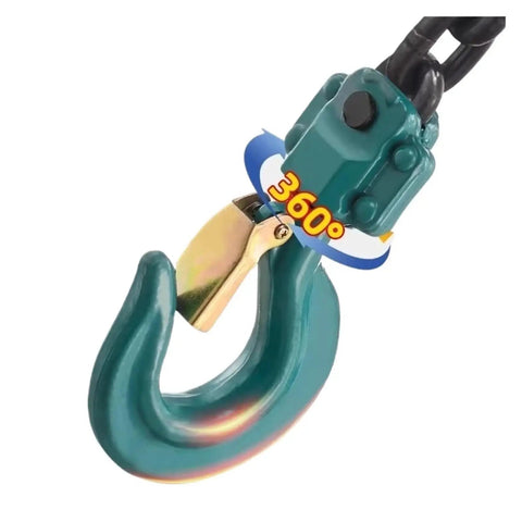 Heavy Duty Hand Cranked Wire Hoist Tensioner With Manual Pulley Lift For Home Garage And Workshop 1 Ton Load Capacity At 1.5 Meter Reach green 360-degree swivel hook close-up