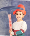 Child holding an Inflatable Pickaxe 4 Pack for Party Favors and Pranks, Safe PVC Material, Easy to Inflate, Totally Reusable Party Prop
