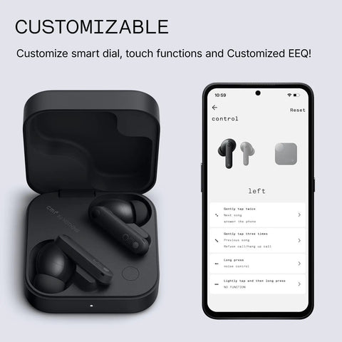 Buds Pro 2 Wireless Earbuds With Smart Dial 50dB Adaptive Hybrid Noise Cancelling Bluetooth 5.3 11mm Bass Driver LDAC 6 Hi Res Mics 43 Hours Playtime Fast Charging Case Dark Gray