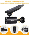 Outdoor Solar Motion Spotlight Black Aluminum Floodlight With 9W 110W Equivalent 1400 Lumens Motion Sensor, directional angles.