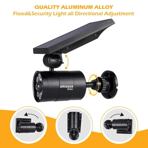 Outdoor Solar Motion Spotlight Black Aluminum Floodlight With 9W 110W Equivalent 1400 Lumens Motion Sensor, directional angles.