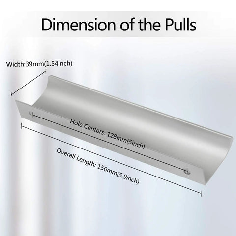 12 Pack Silver Aluminum Edge Pull Handles For Kitchen Cabinets Concealed Drawer Finger Grip Knobs With Screws Slick Metallic Finish Zero Hassle Install Hella Durable Heavy Duty Cabinet Hardware Upgrade 150 Millimeter Spacing dimensions shown with width 39mm and overall length 150mm