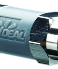 IDEAL nickel push-on F-connector, metal coaxial cable connector, close-up view