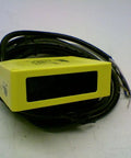 Beefy Sensor With Adjustable Field Range 0.05 To 2 Meters, 10 To 30 VDC Input, Bipolar Output NPN And PNP, Light Dark Operation, 2 Meter Sensing Range, Fast 2 Milliseconds Response Time, Quick Power Up Delay, yellow photoelectric sensor with cable