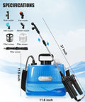 Battery Powered Sprayer 2 Gallon For Yard And Garden, No Pump Easy One Touch Electric Weed Sprayer with nozzles and wand details