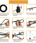 Installation guide for Heavy Duty TPU Coated Gym Replacement Cable 98.4 Ft, showing steps and components for setup.