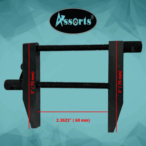 3 Inch Toolmaker's Parallel Clamp With Premium Tool Steel Construction For Durable Machining, Milling, Grinding And Inspection, 75 Mm Capacity, Precise Parallelism For Small Workpieces. Front view showing 3 inch 75 mm toolmaker parallel clamp