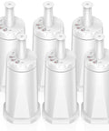 Top Shelf 6 Pack Water Filter Replacements For Breville Espresso Machines Clearing Sticky Scale Buildup in white design.