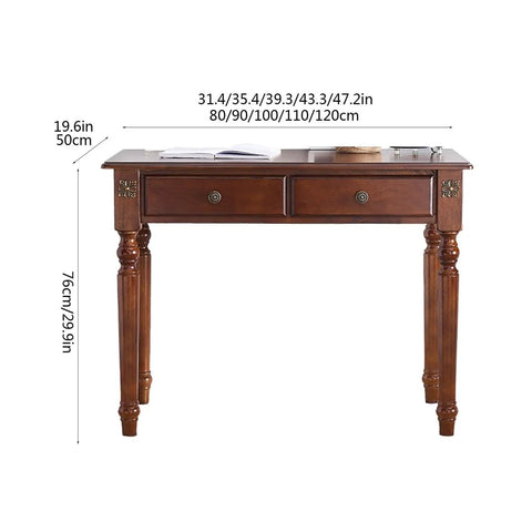 Retro Brown Computer Desk With Two Smooth As Butter Storage Drawers Absolutely Hella Sturdy Construction, 19.6in height.