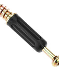 Top Shelf Eccentric Cabinet Connectors, 50 Pairs Of M6 X 40 Mm Zinc Alloy Screw In Dowels close-up of a screw in dowel with black handle.