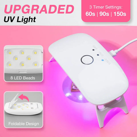 Upgraded UV light with 3 timer settings for All In One UV Resin Kit With Light And Molds 300g Crystal Clear Hard UV Curing Premixed Kit.