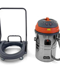 Professional Industrial Wet Dry Shop Vac With Dual 2000 Watt Motors And Massive 21 Gallon Tank and wheeled base setup.