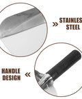 Close-up of Stainless Steel Garden Hand Trowel Go To Transplanting And Soil Loosening Tool Small Square Shovel showing blade and grip